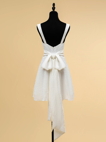 ショートウェディングドレス ショートジュエルネック ノースリーブ Aライン ナチュラルウエスト ポリエステル ブライダルガウン