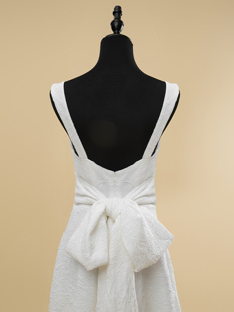 ショートウェディングドレス ショートジュエルネック ノースリーブ Aライン ナチュラルウエスト ポリエステル ブライダルガウン