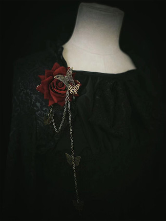 ゴシックロリータアクセサリー 赤いチェーン 花のアクセサリー 金属 その他