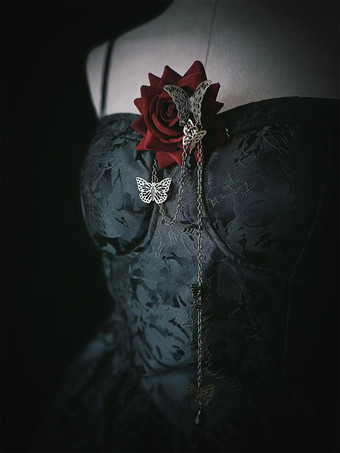 ゴシックロリータアクセサリー 赤いチェーン 花のアクセサリー 金属 その他