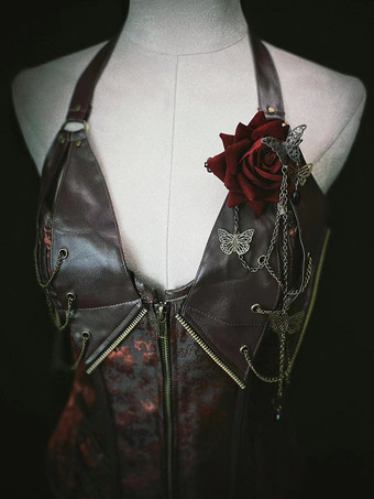 ゴシックロリータアクセサリー 赤いチェーン 花のアクセサリー 金属 その他