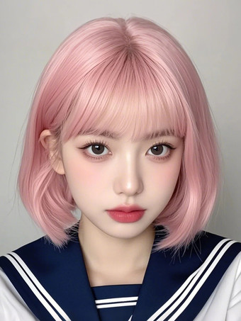 ROCOCO スタイル ロリータ ウィッグ ピンク ショート 耐熱ファイバー 乱れた ロリータ アクセサリー