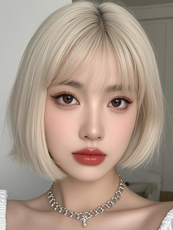 ライトゴールROCOCO スタイル ロリータ ウィッグ ピンク ショート 耐熱ファイバー 乱れた ロリータ アクセサリー