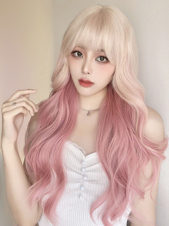 スイートロリータウィッグ ピンク ロング 耐熱ファイバー 乱れたロリータアクセサリー