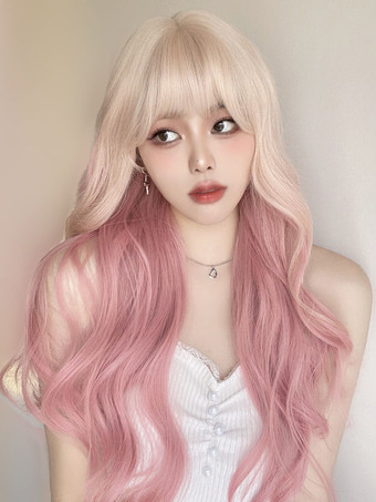 スイートロリータウィッグ ピンク ロング 耐熱ファイバー 乱れたロリータアクセサリー