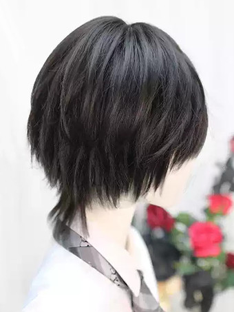 ゴシックロリータウィッグ ショート 乱れた 耐熱ファイバー ブラック ロリータアクセサリー