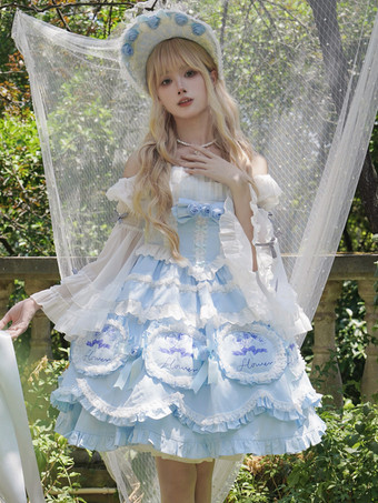 スイートロリータドレス ポリエステル ノースリーブ ジャンパースカート ロリータドレス