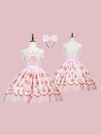 スイートロリータドレス ポリエステル ノースリーブ ジャンパースカート ロリータドレス