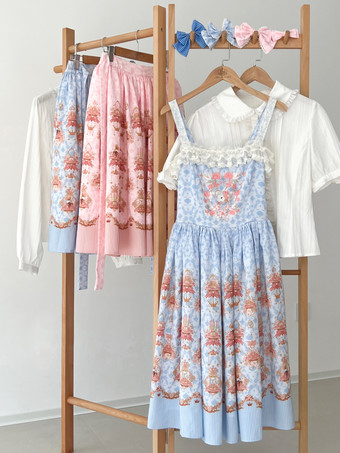 スイートロリータドレス ポリエステル ノースリーブ ジャンパースカート ロリータドレス