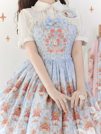 スイートロリータドレス ポリエステル ノースリーブ ジャンパースカート ロリータドレス