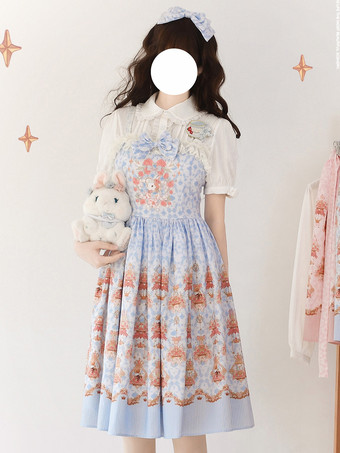 スイートロリータドレス ポリエステル ノースリーブ ジャンパースカート ロリータドレス