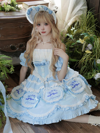 スイートロリータドレス ポリエステル ノースリーブ ジャンパースカート ロリータドレス