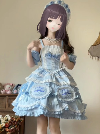 スイートロリータドレス ポリエステル ノースリーブ ジャンパースカート ロリータドレス