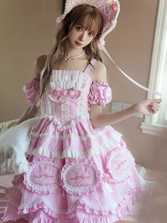 スイートロリータドレス ポリエステル ノースリーブ ジャンパースカート ロリータドレス
