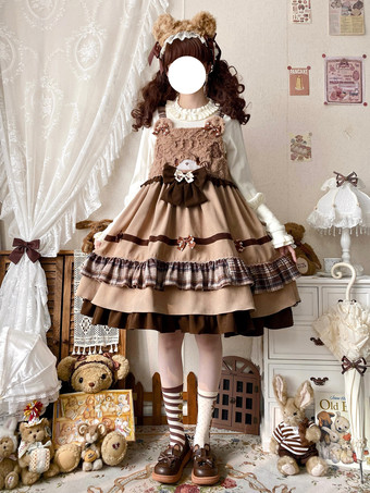 スイートロリータドレス ポリエステル ノースリーブ ジャンパースカート スイートロリータドレス