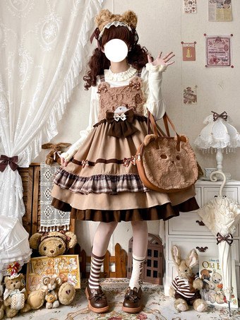 スイートロリータドレス ポリエステル ノースリーブ ジャンパースカート スイートロリータドレス