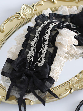 ゴシックロリータアクセサリー黒リボンレース帽子ポリエステルその他
