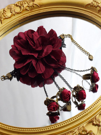 ゴシックロリータアクセサリーバーガンディチェーンフラワーアクセサリーポリエステルその他