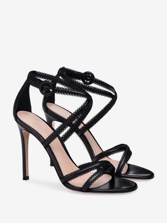 レディースヒールサンダル ラウンドトゥ スティレットヒールサンダル