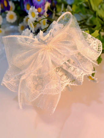 ロココ風 ロリータ アクセサリー ホワイト フリル リボン オーバースリーブ ポリエステル その他