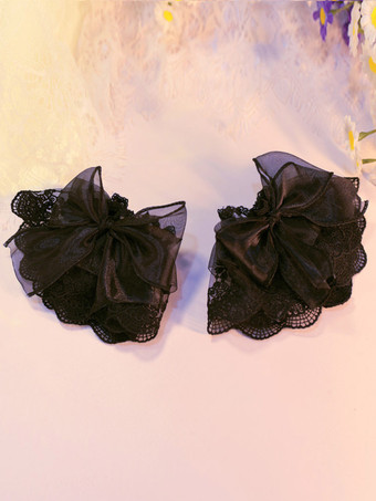 ロココ風 ロリータ アクセサリー ホワイト フリル リボン オーバースリーブ ポリエステル その他