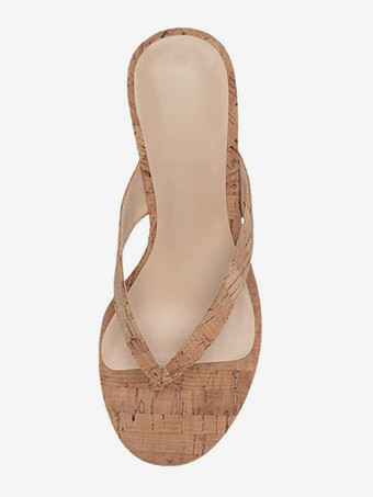 Colore albicocca scuroSandali con zeppa in pelle PU slip-on da donna