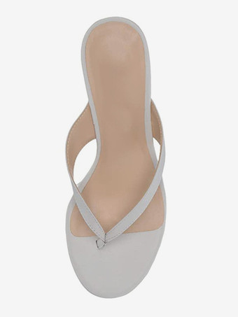 Bianco Sandali con zeppa in pelle PU slip-on da donna