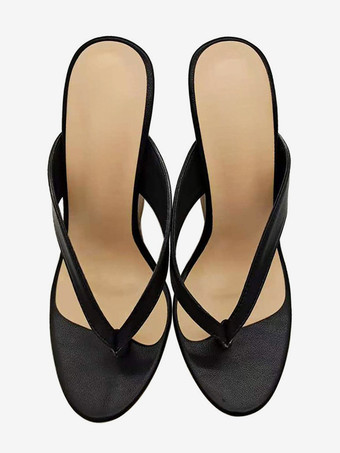 Sandali con zeppa in pelle PU slip-on da donna