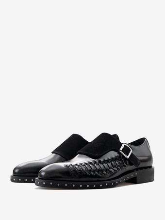 牛革バックル メンズ モンクローファーシューズ