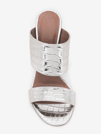 レディース スリッポン パテントPUアッパー ウェッジサンダル