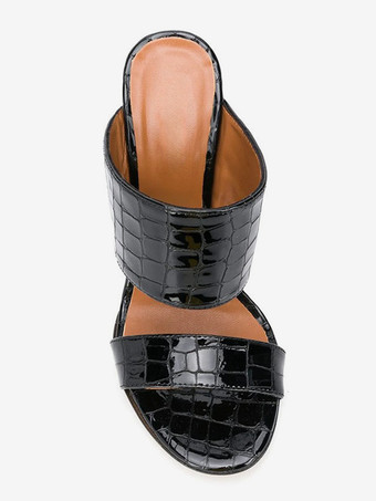 レディース スリッポン パテントPUアッパー ウェッジサンダル