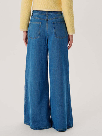 女性用フレアジーンズ ワイドレッグ リラックスフィット レトロスタイル デニムパンツ 2025