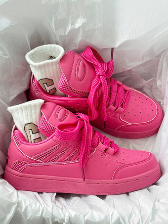 ローズ PUレザー ラウンドトゥ フラット(<1") レディース スニーカー カジュアルシューズ