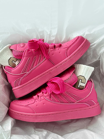 ローズ PUレザー ラウンドトゥ フラット(<1") レディース スニーカー カジュアルシューズ