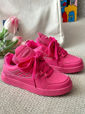 ローズ PUレザー ラウンドトゥ フラット(<1") レディース スニーカー カジュアルシューズ