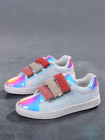 Black Sequined Cloth Round Toe Womens Sneakers Flat(<1