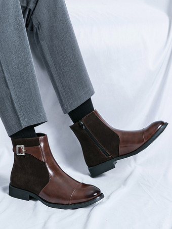 メンズブーツ チェルシーブーツ ブラック PUレザー