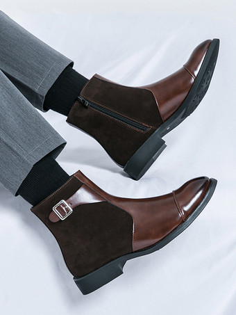 メンズブーツ チェルシーブーツ ブラック PUレザー