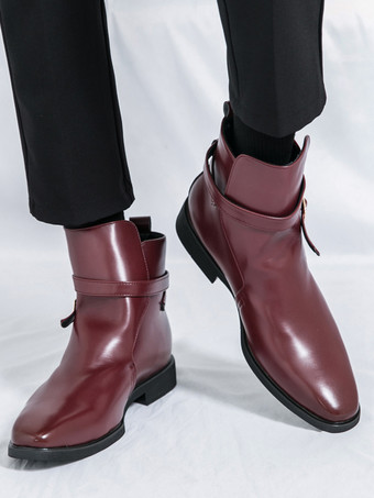 メンズブーツ チェルシーブーツ ブラック PUレザー