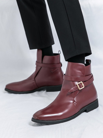 メンズブーツ チェルシーブーツ ブラック PUレザー