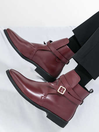 メンズブーツ チェルシーブーツ ブラック PUレザー