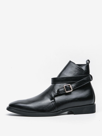 メンズブーツ チェルシーブーツ ブラック PUレザー