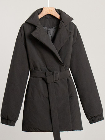 パファージャケット ターンダウンカラー オーバーサイズ シック サッシュ デイリーカジュアル グレー アウターウェア レディース