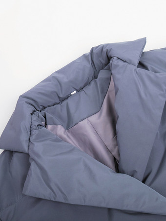 パファージャケット ターンダウンカラー オーバーサイズ シック サッシュ デイリーカジュアル グレー アウターウェア レディース