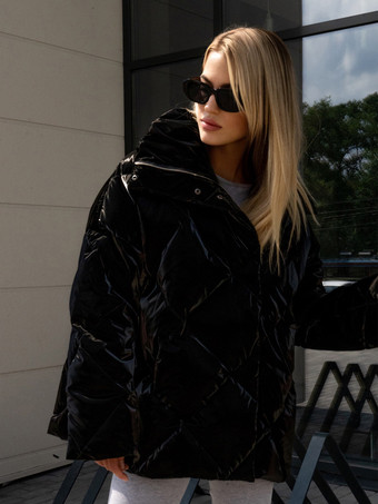 ピンクのキルティングパファージャケット ターンダウンカラー オーバーサイズジッパー カジュアル 冬アウター レディース 2025