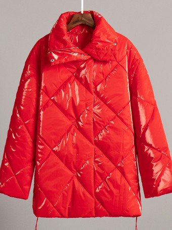 ピンクのキルティングパファージャケット ターンダウンカラー オーバーサイズジッパー カジュアル 冬アウター レディース 2025