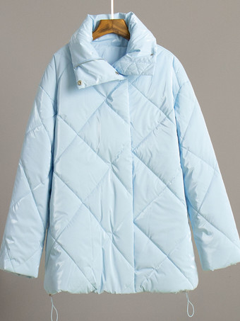 ピンクのキルティングパファージャケット ターンダウンカラー オーバーサイズジッパー カジュアル 冬アウター レディース 2025