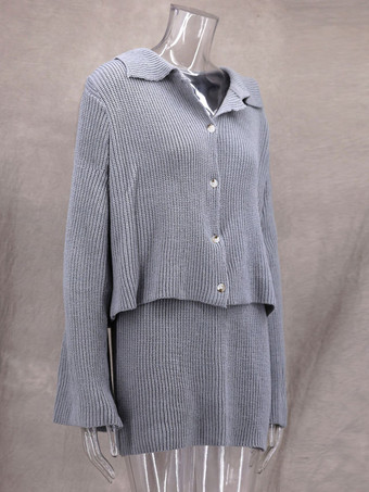 ニットツーピースコーデセット オーバーサイズカラーセーター＆スカート カジュアル春コーデ レディース 2025