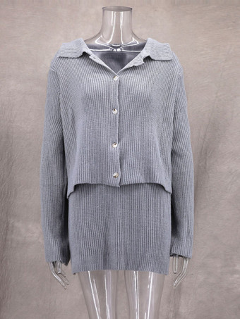 ニットツーピースコーデセット オーバーサイズカラーセーター＆スカート カジュアル春コーデ レディース 2025