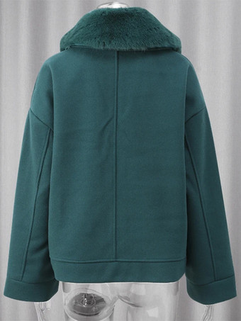 環境に優しいフォックスファーの襟付きショートジャケット、ダークグリーン、オーバーサイズ、春、シックな女性用アウターウェア、2025年